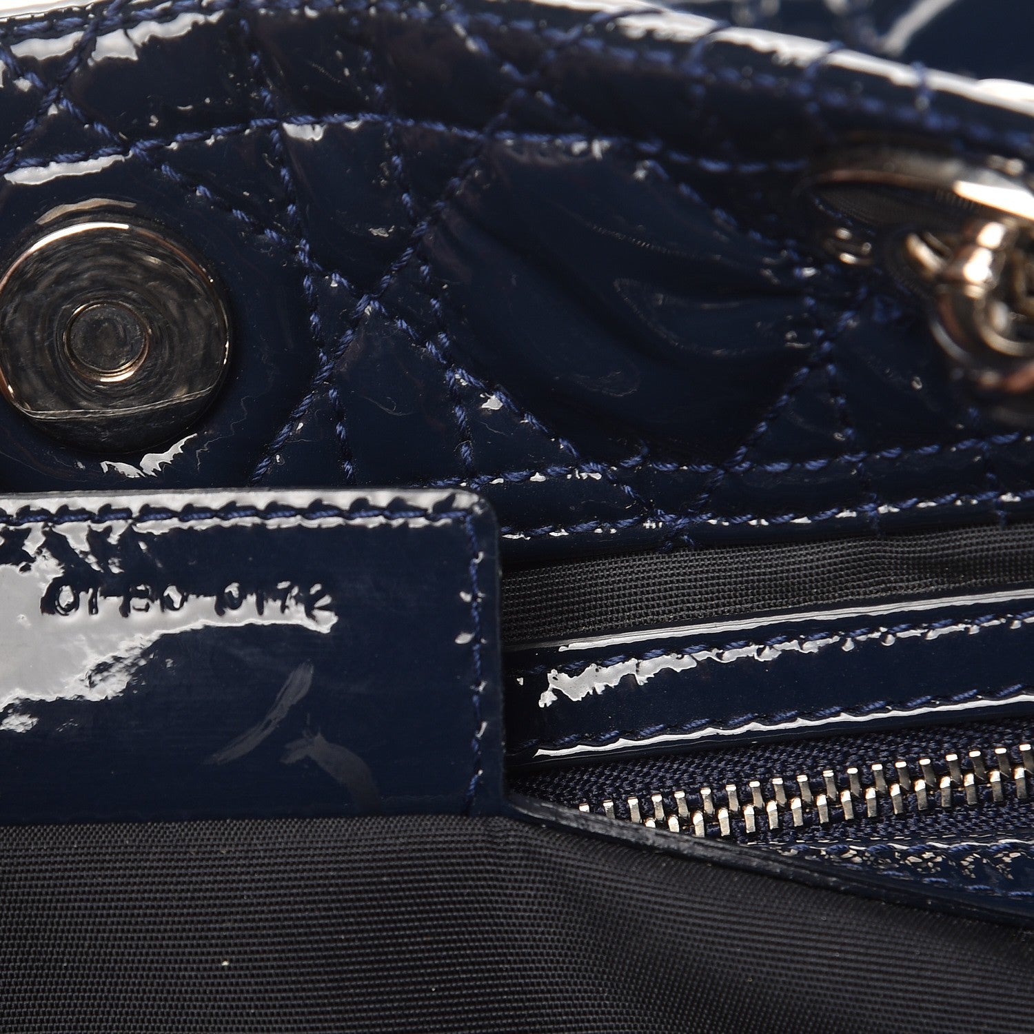 Christian Dior Patent Cannage Large Dior Soft Shopping Tote Navy Blue 6 of 7