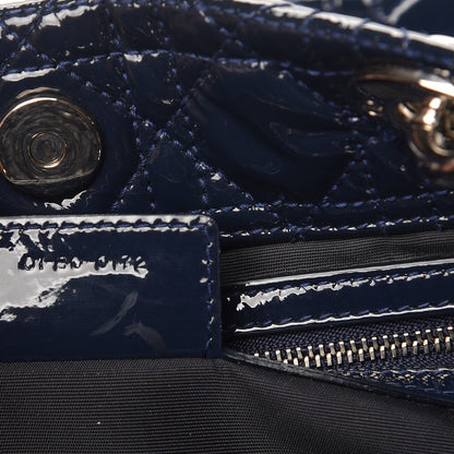 Christian Dior Patent Cannage Large Dior Soft Shopping Tote Navy Blue 6 of 7