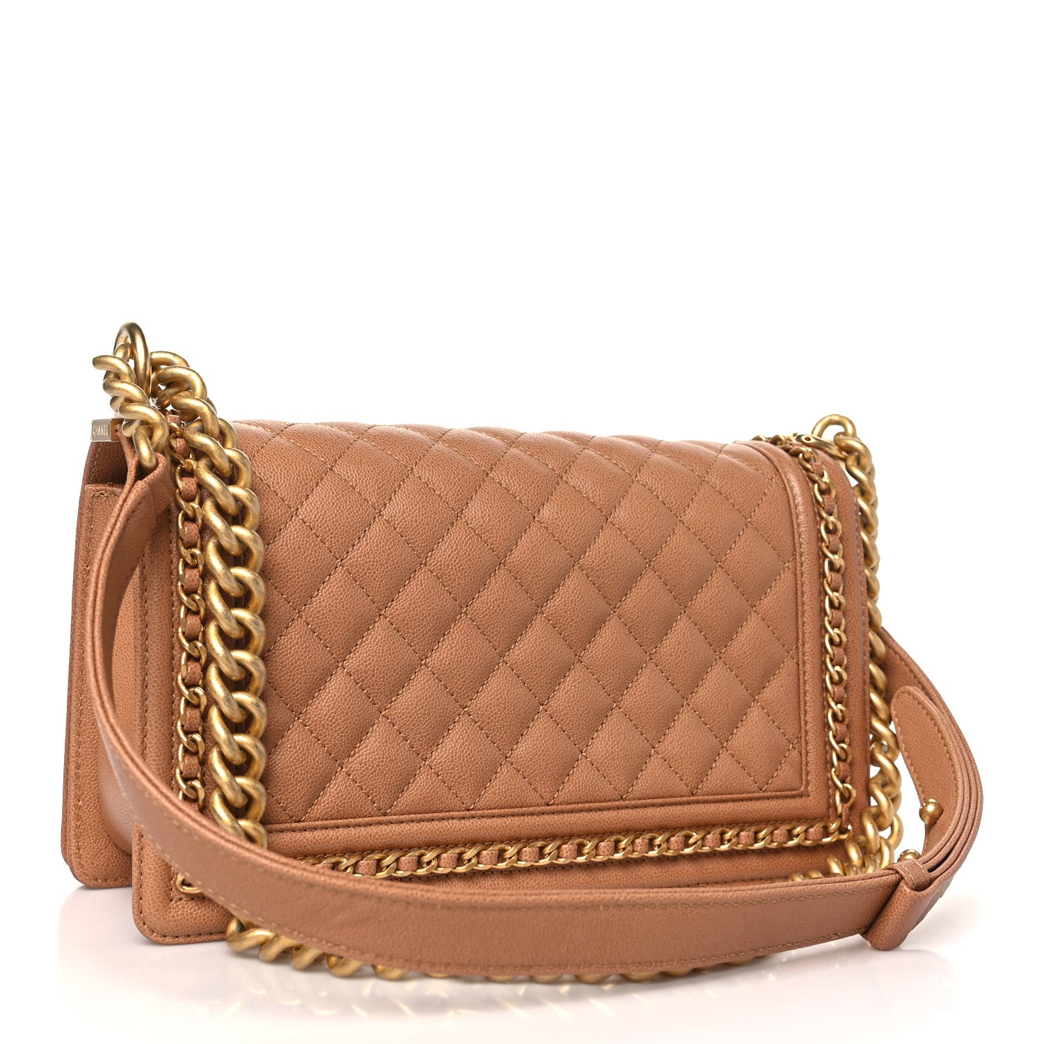Chanel Caviar Quilted Chain Around Medium Boy Flap Beige 3 of 11