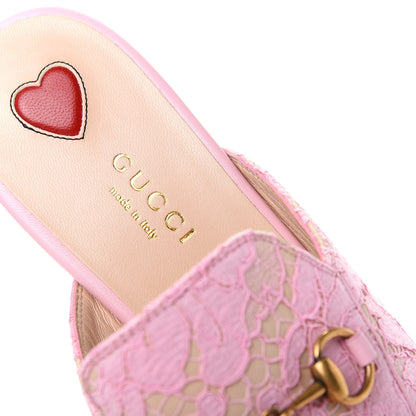 Gucci Lace Malaga Kid Womens Princetown Slippers 36.5 Sugar Pink Skin Rose 8 of 10