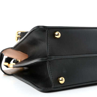 Fendi Vitello Seta Nappa Bi-Color Small Peekaboo I SEE U Satchel Black Light Rose Tortora 10 of 11