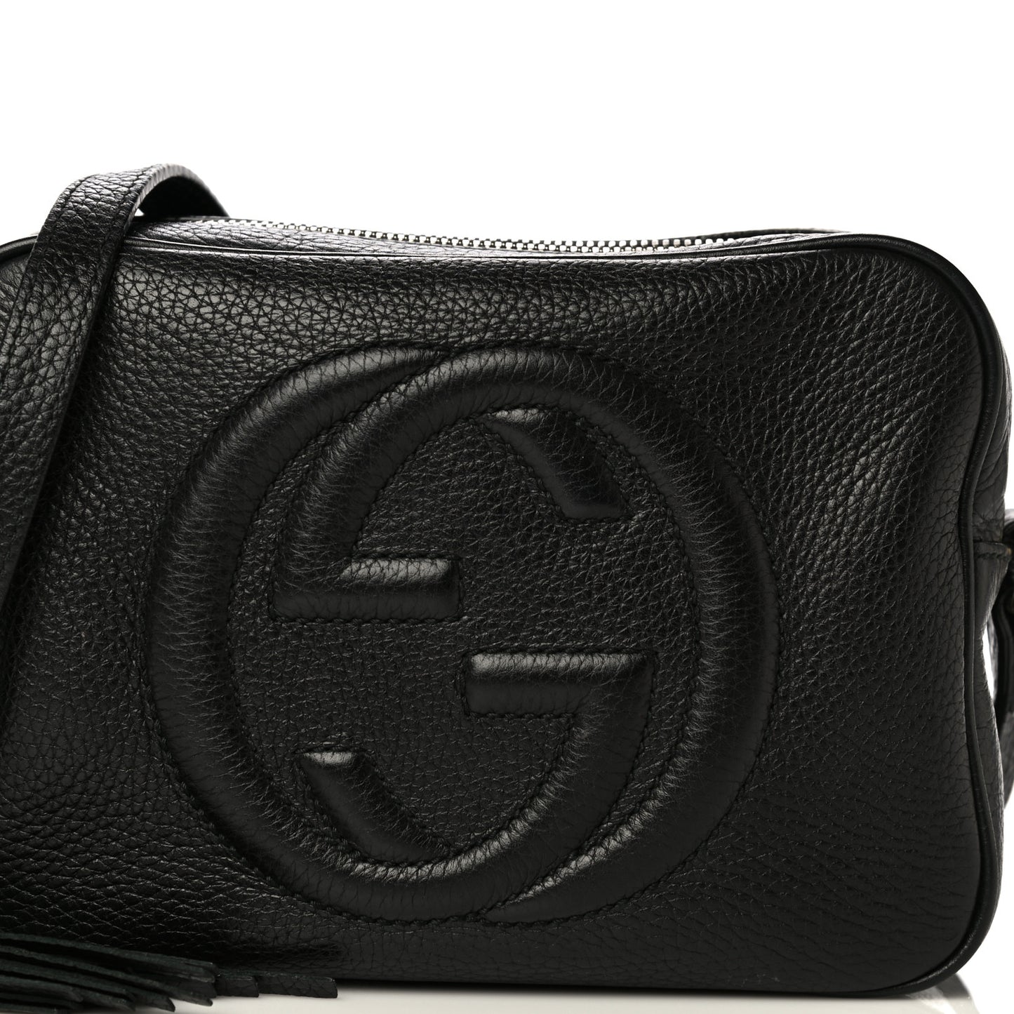 Pebbled Calfskin Small Soho Disco Bag Black