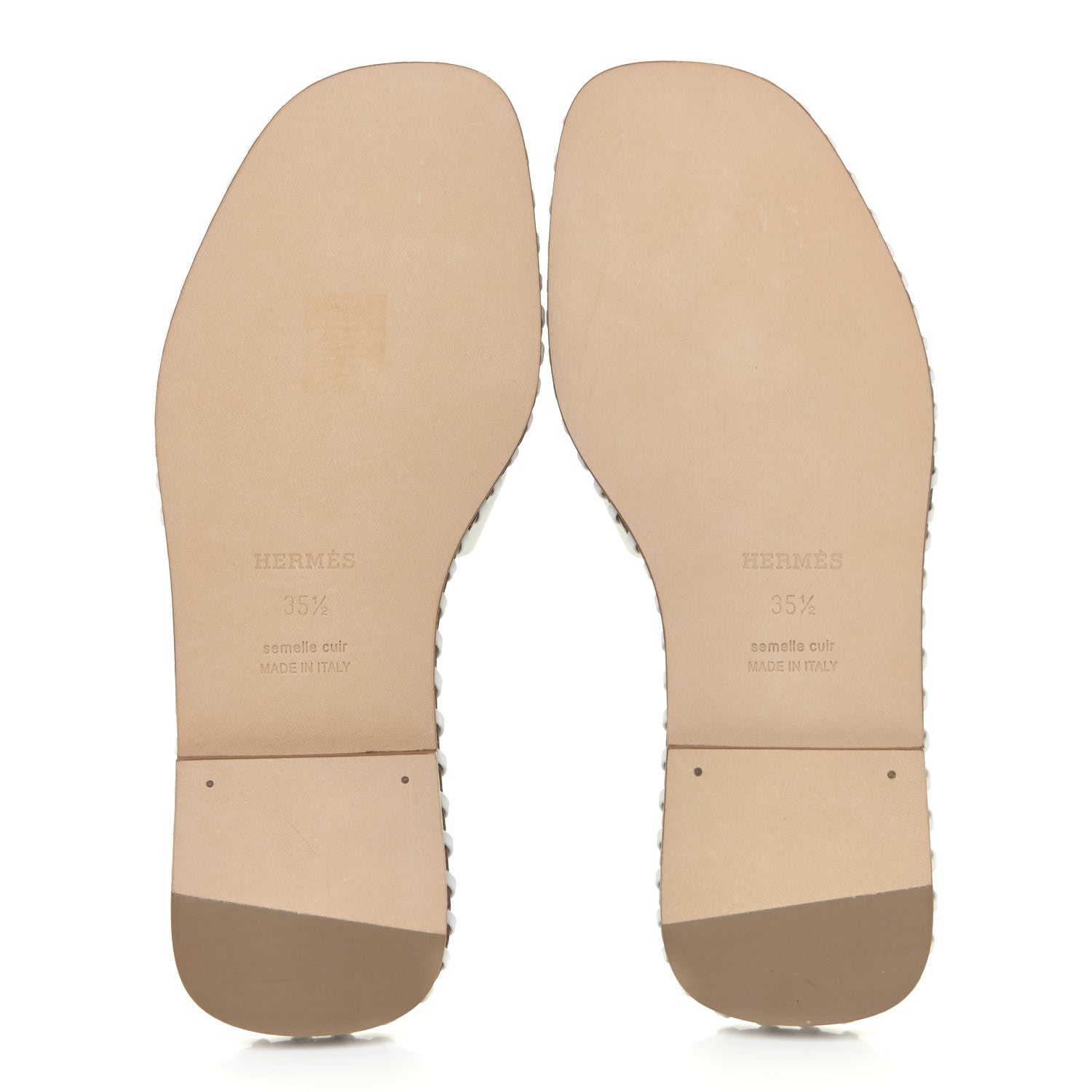 Hermes Calfskin Braided Oran Sandals 35.5 White 5 of 9
