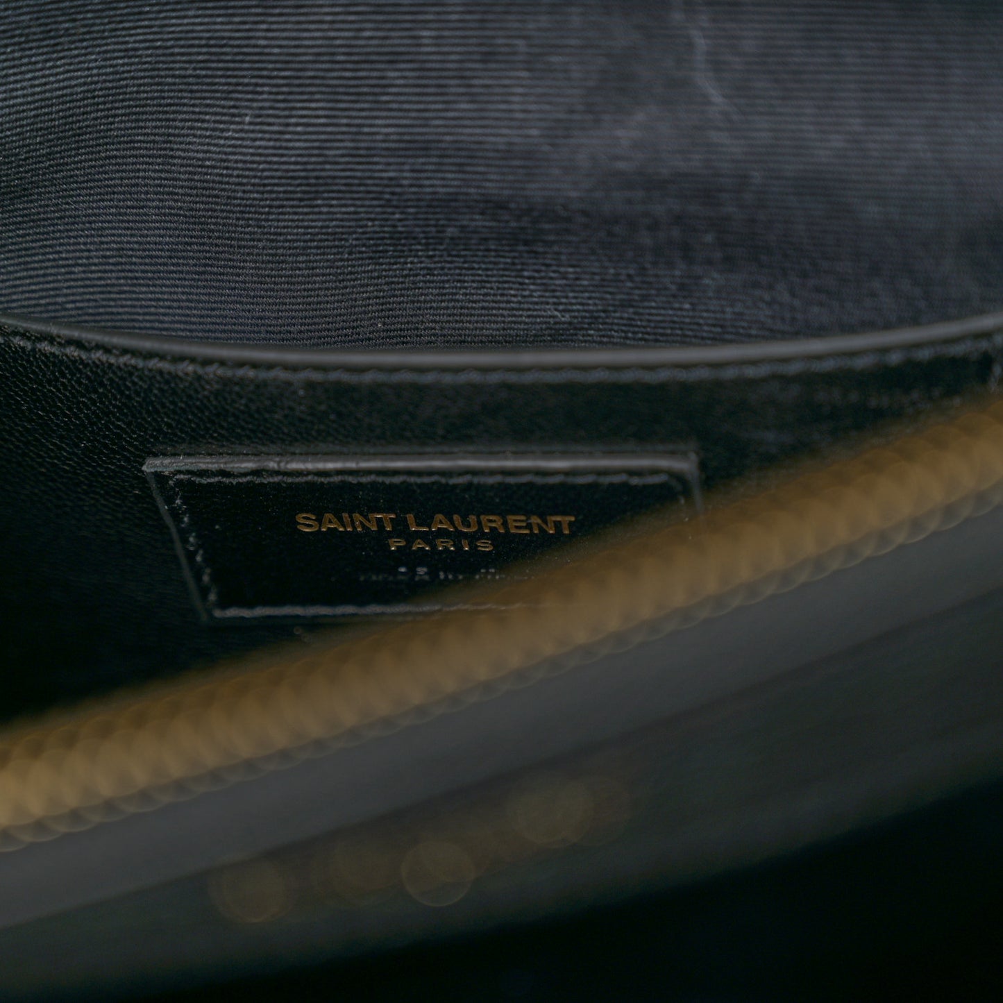 SAINT LAURENT Sheepskin Matelasse Chevron Monogram Large College Satchel Black