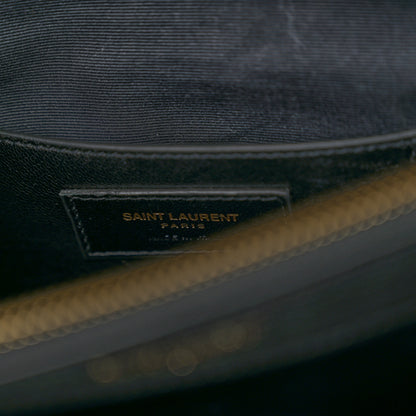 Saint Laurent SAINT LAURENT Sheepskin Matelasse Chevron Monogram Large College Satchel Black 7 of 10