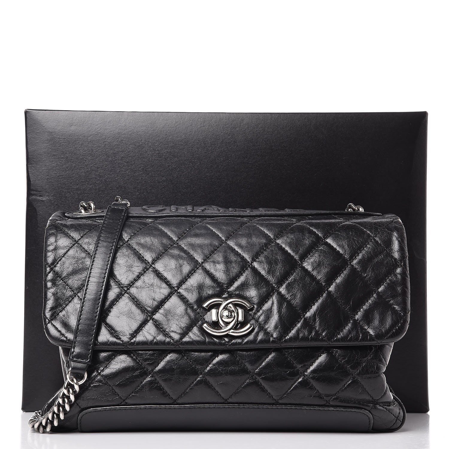Chanel Aged Calfskin Quilted Tag Flap Black 8 of 8