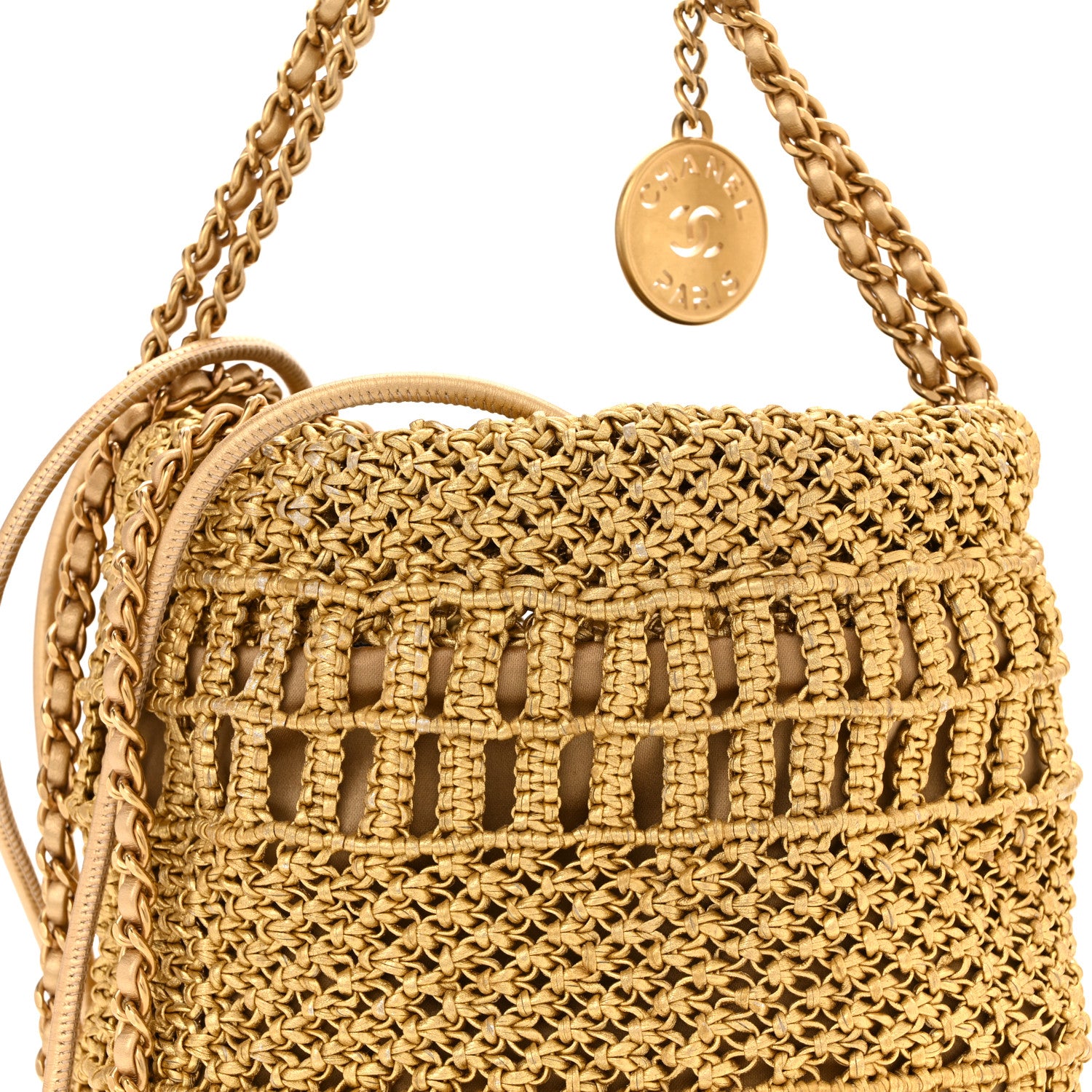 Chanel Metallic Calfskin Macrame Mini Chanel 22 Gold 1849765