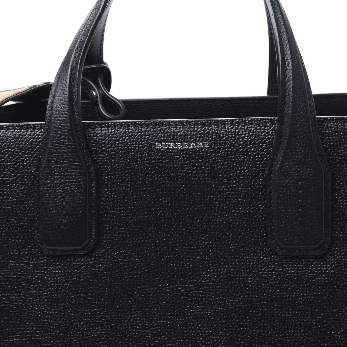 Derby Calfskin House Check Medium Banner Tote Black