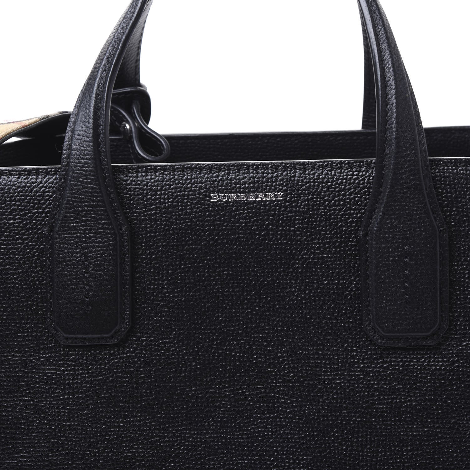 Burberry Derby Calfskin House Check Medium Banner Tote Black 10 of 10
