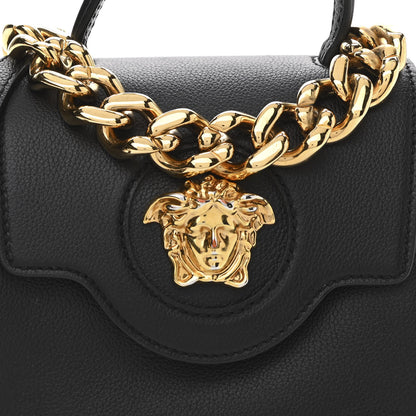Versace Grained Calfskin Small La Medusa Top Handle Bag Black 8 of 11