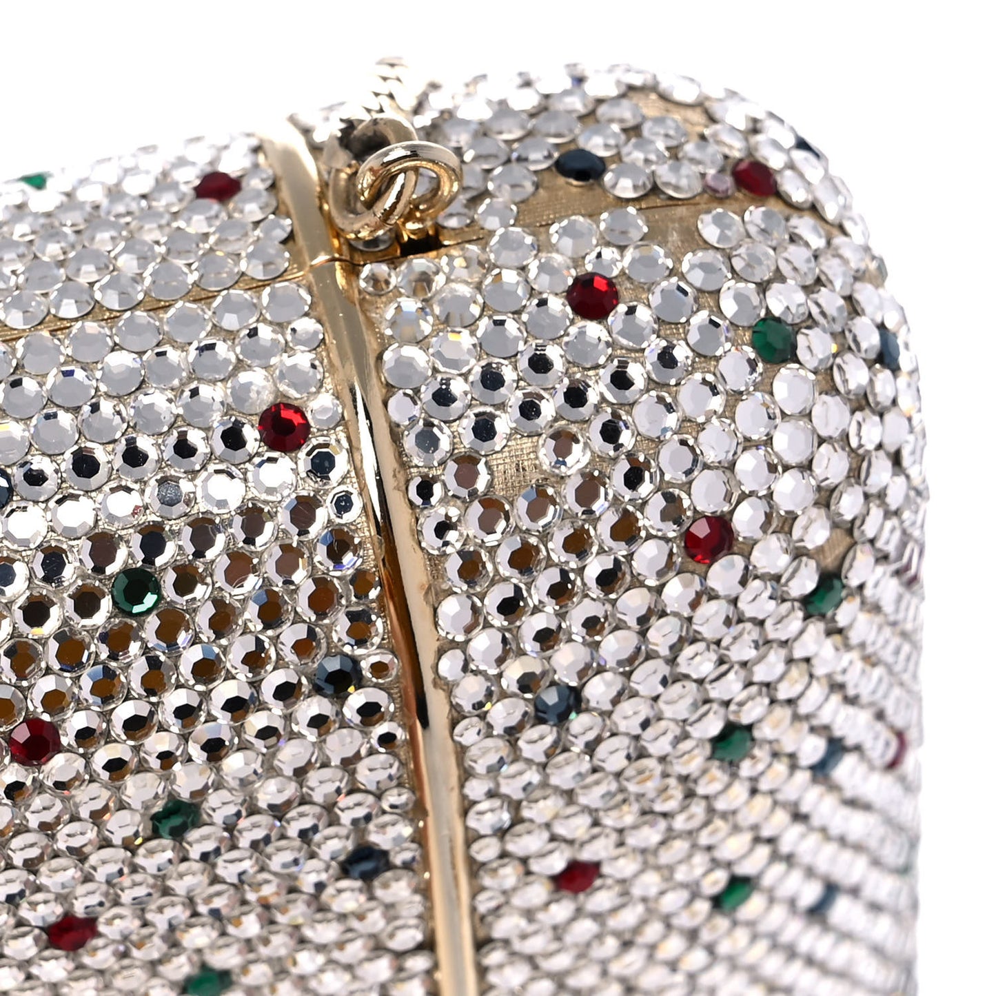 Swarovski Crystal Minaudiere Clutch Silver Multicolor