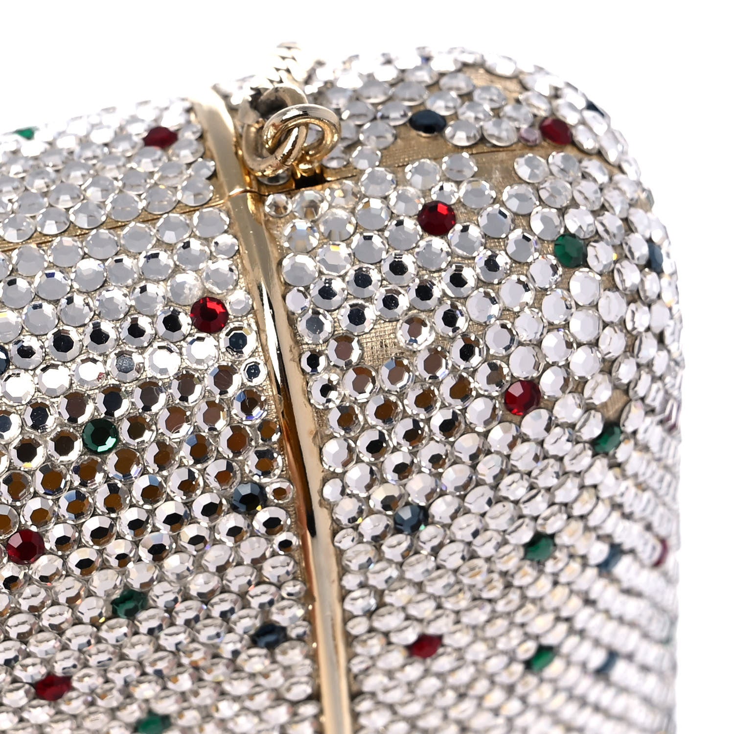 Judith Leiber Swarovski Crystal Minaudiere Clutch Silver Multicolor 14 of 16