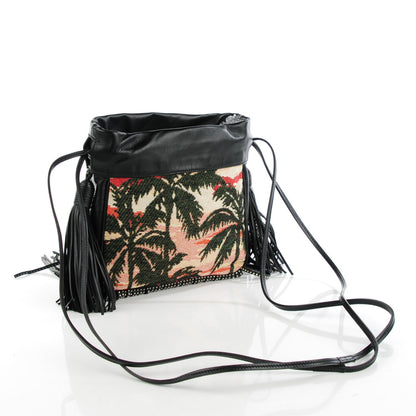 Saint Laurent Jacquard Leather Small Fringed Sunset Helena Bucket Bag 3 of 7