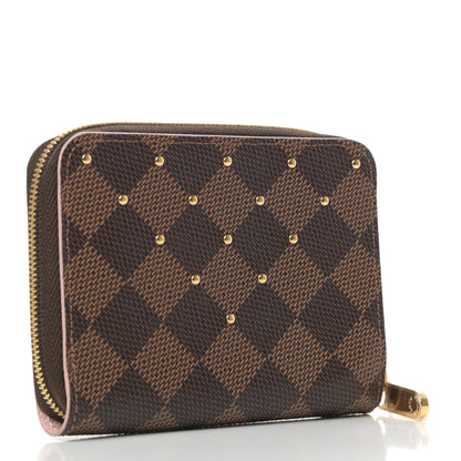 Louis Vuitton Damier Ebene Studded Zippy Coin Purse Rose Ballerine 3 of 7