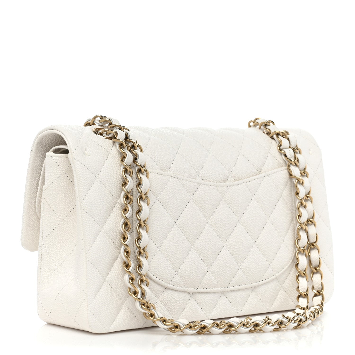 Chanel Caviar Quilted Medium Double Flap White 3 of 9