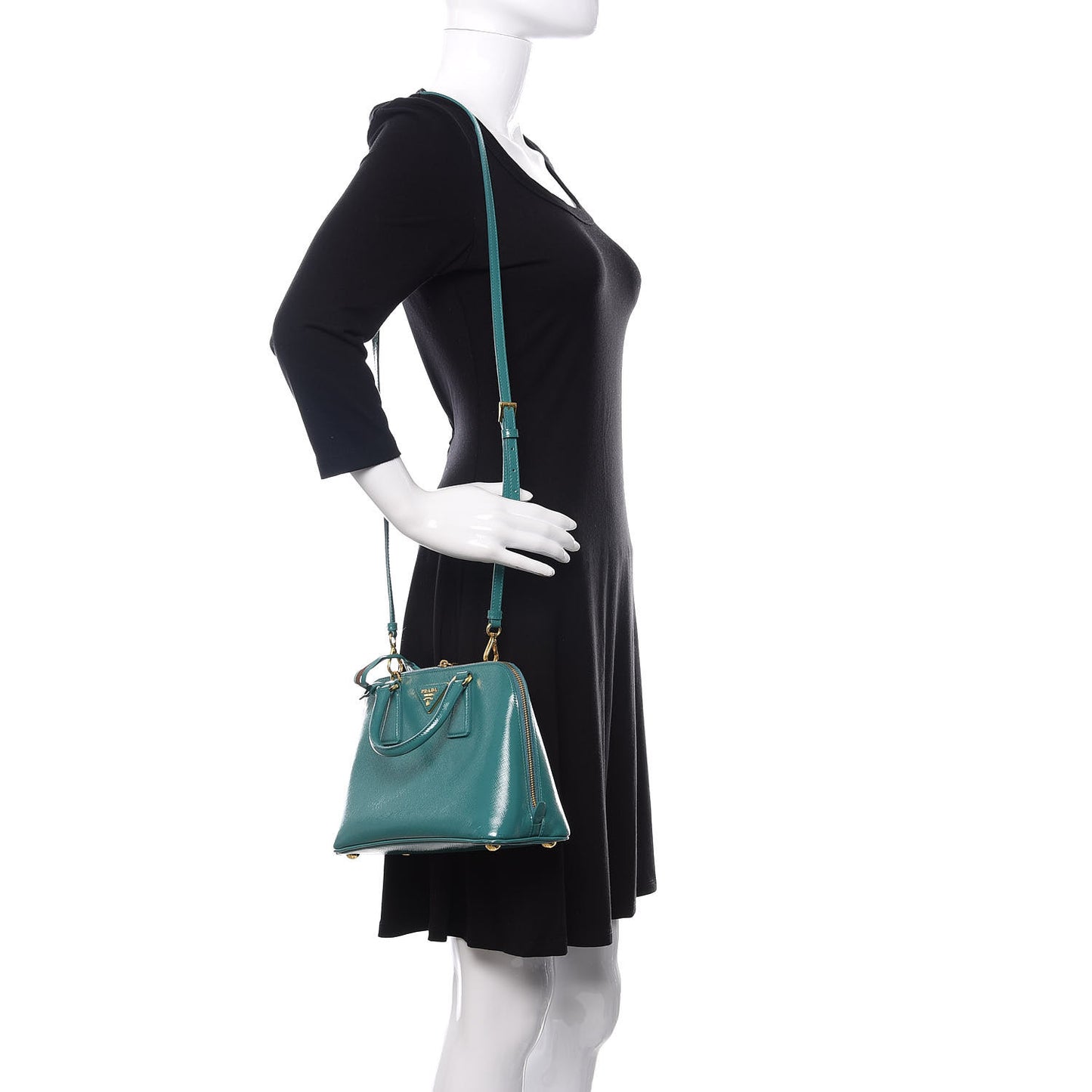 Saffiano Vernice Small Promenade Tote Turchese