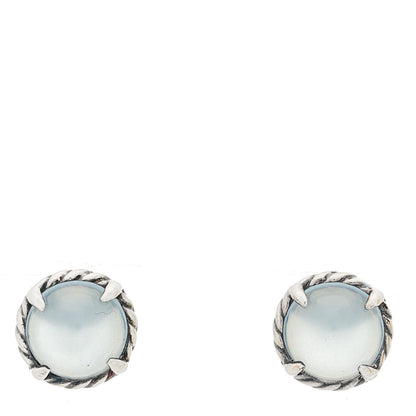 David Yurman Sterling Silver Blue Chalcedony 8mm Chatelaine Earrings 1 of 4