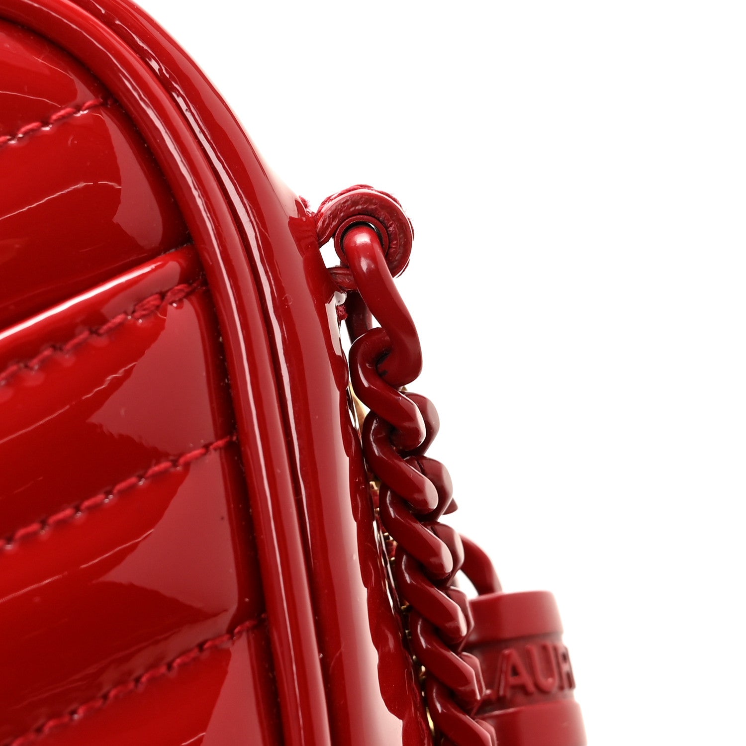 Saint Laurent Patent Calfskin Matelasse Monogram Mini Lou Camera Bag Eros Red 11 of 12
