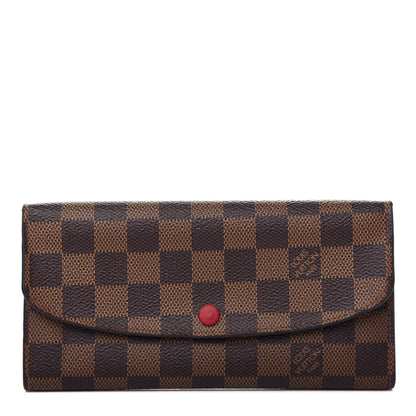Louis Vuitton Damier Ebene Emilie Wallet Red 1 of 8