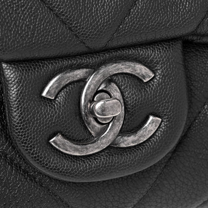Chanel Calfskin Chevron Quilted XXL Travel Flap Bag Black 6 of 7