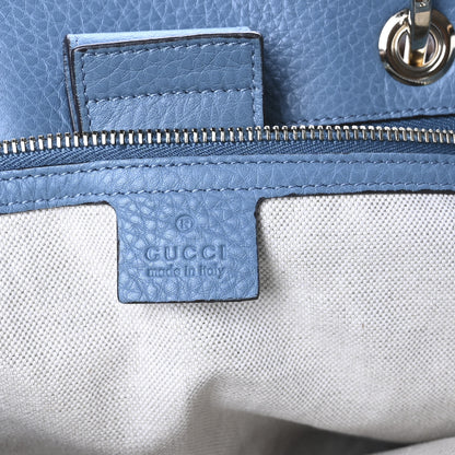 Gucci Pebbled Calfskin Large Bamboo Shopper Tote Light Blue 6 of 12