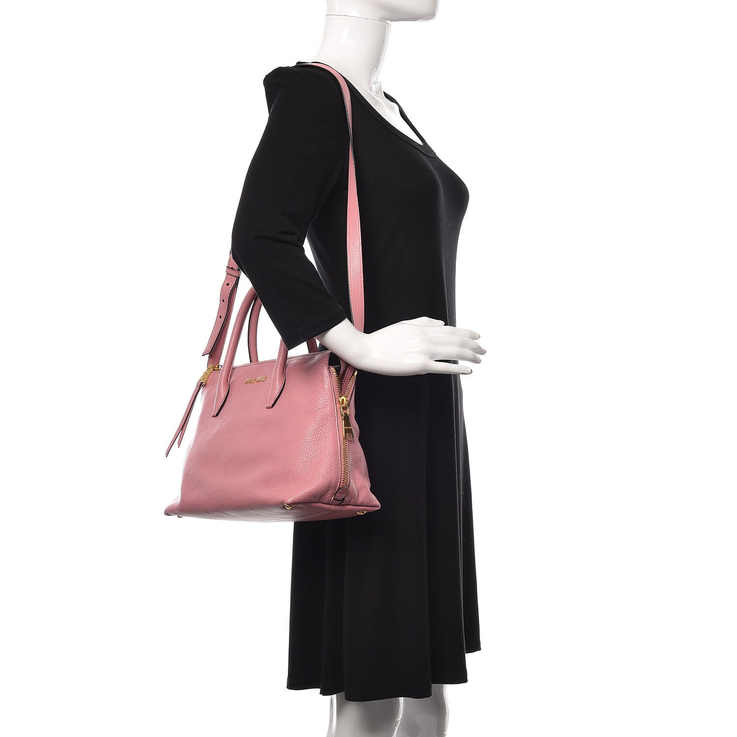 Miu Miu Goatskin Madras Zip Tote Rosa 2 of 14