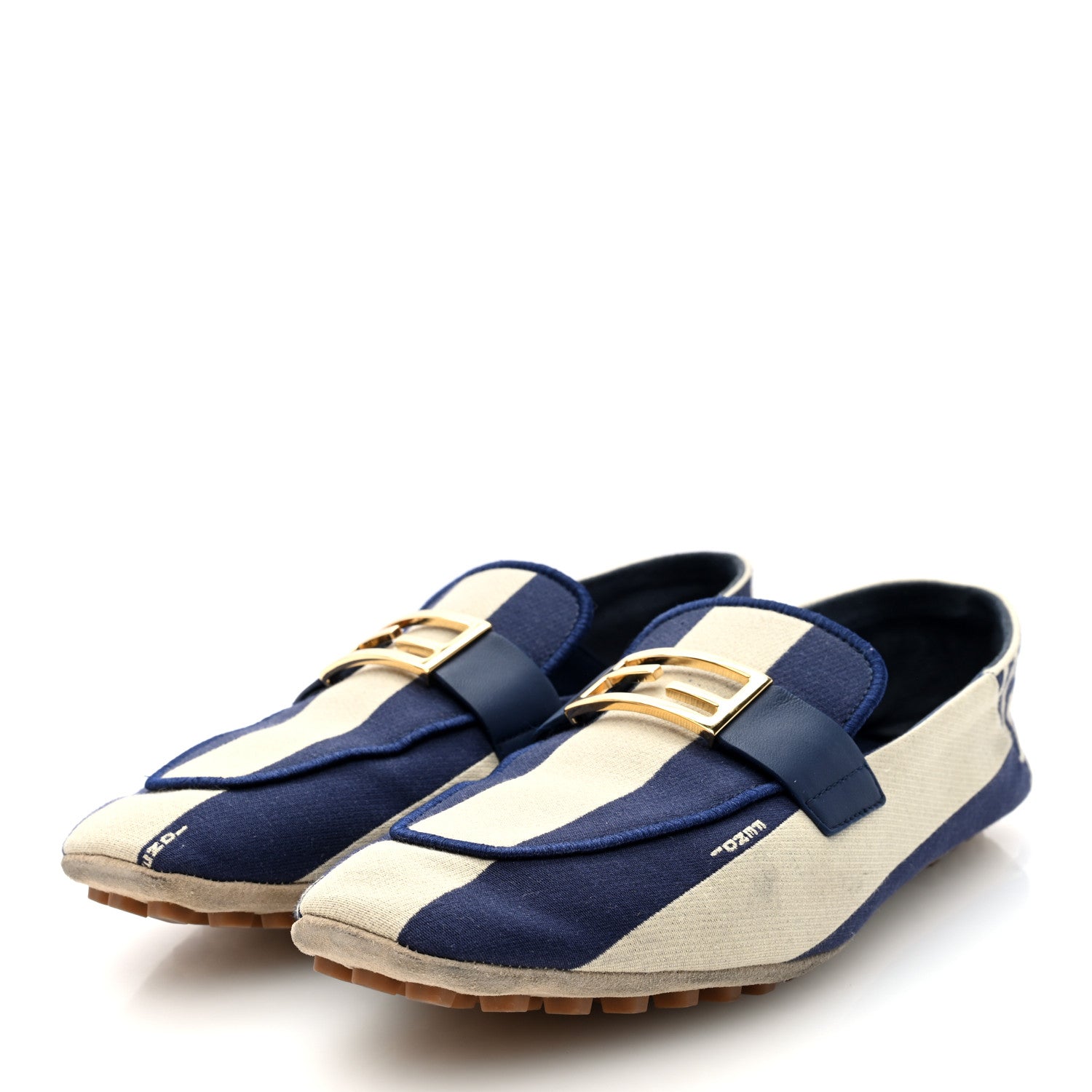 Fendi Fabric Jacquard FF Pequin Loafers 39 Bei Midnight 3 of 10