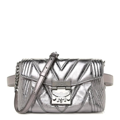 MCM Metallic Calfskin Small Patricia Belt Bag Berlin Silver 1 of 12