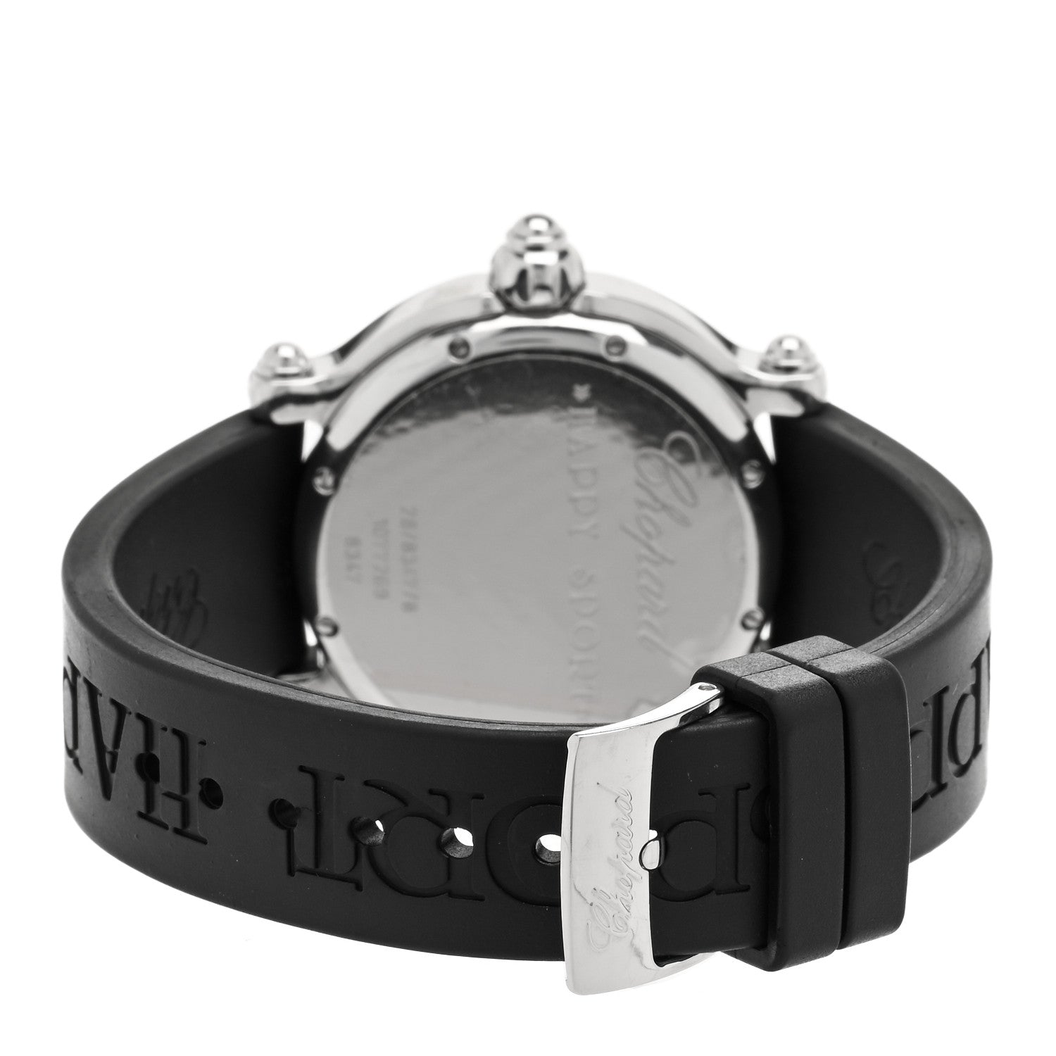 Chopard Stainless Steel Rubber Diamond 38mm Happy Sport Fish Quartz Watch Black 3 of 4