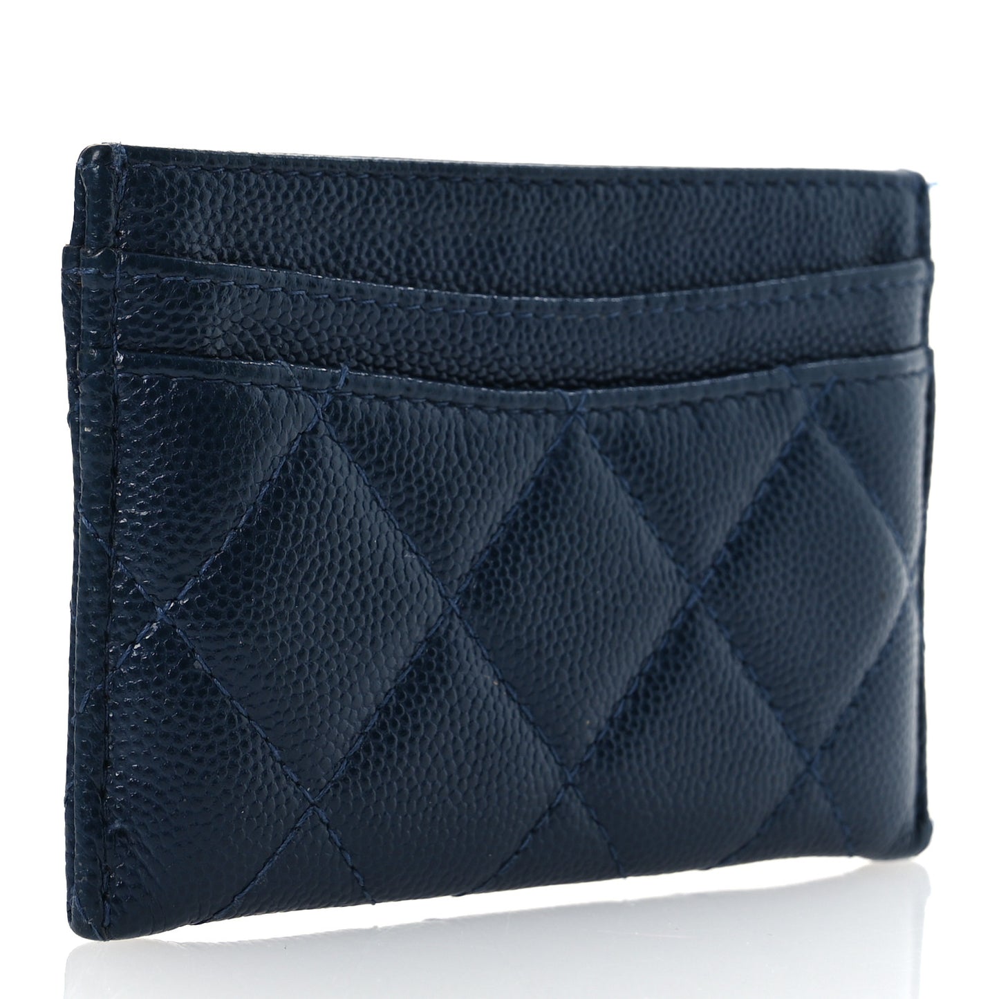 Caviar Quilted Card Holder Navy