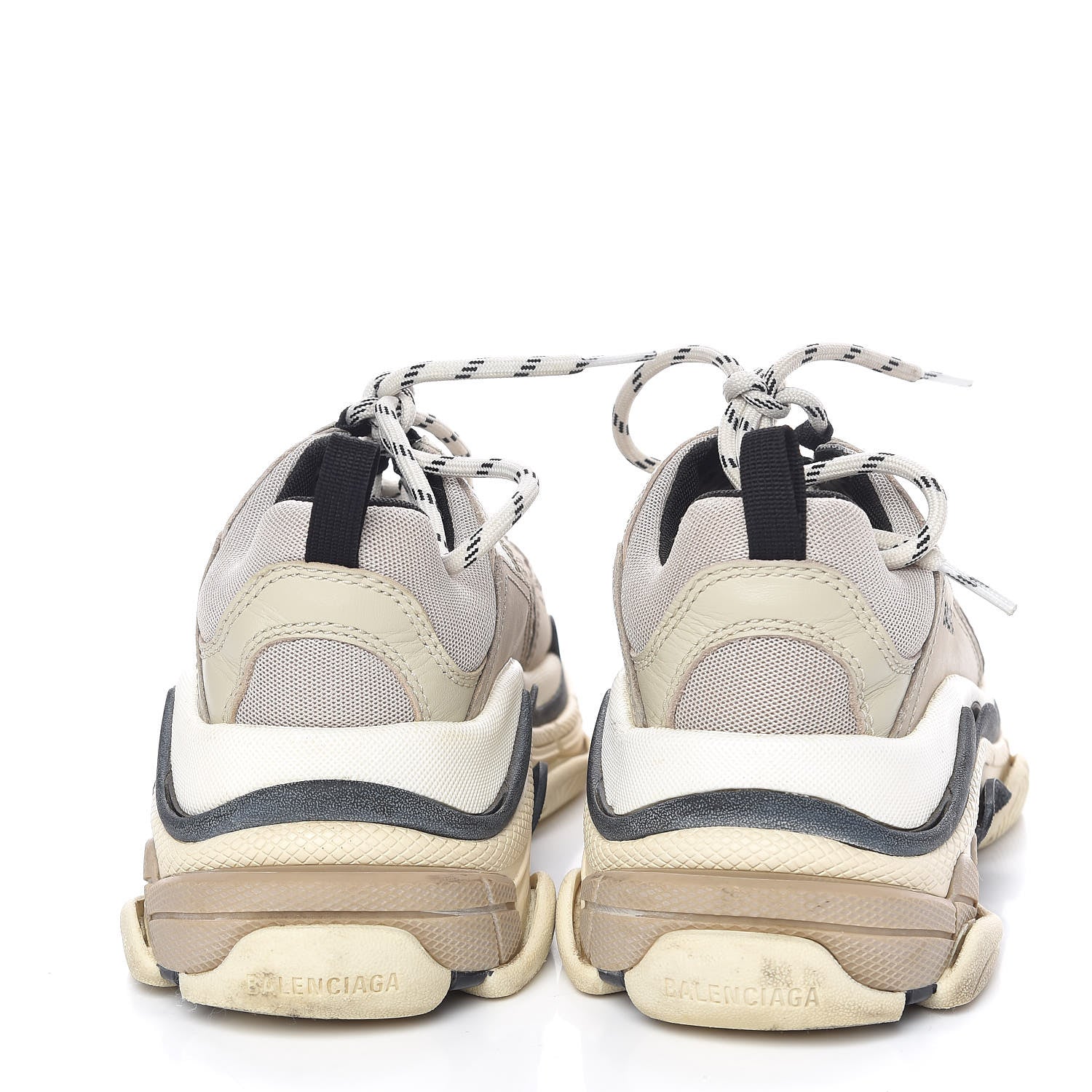 Balenciaga Fabric Mesh Womens Triple S Sneakers 38 Beige Black 7 of 15