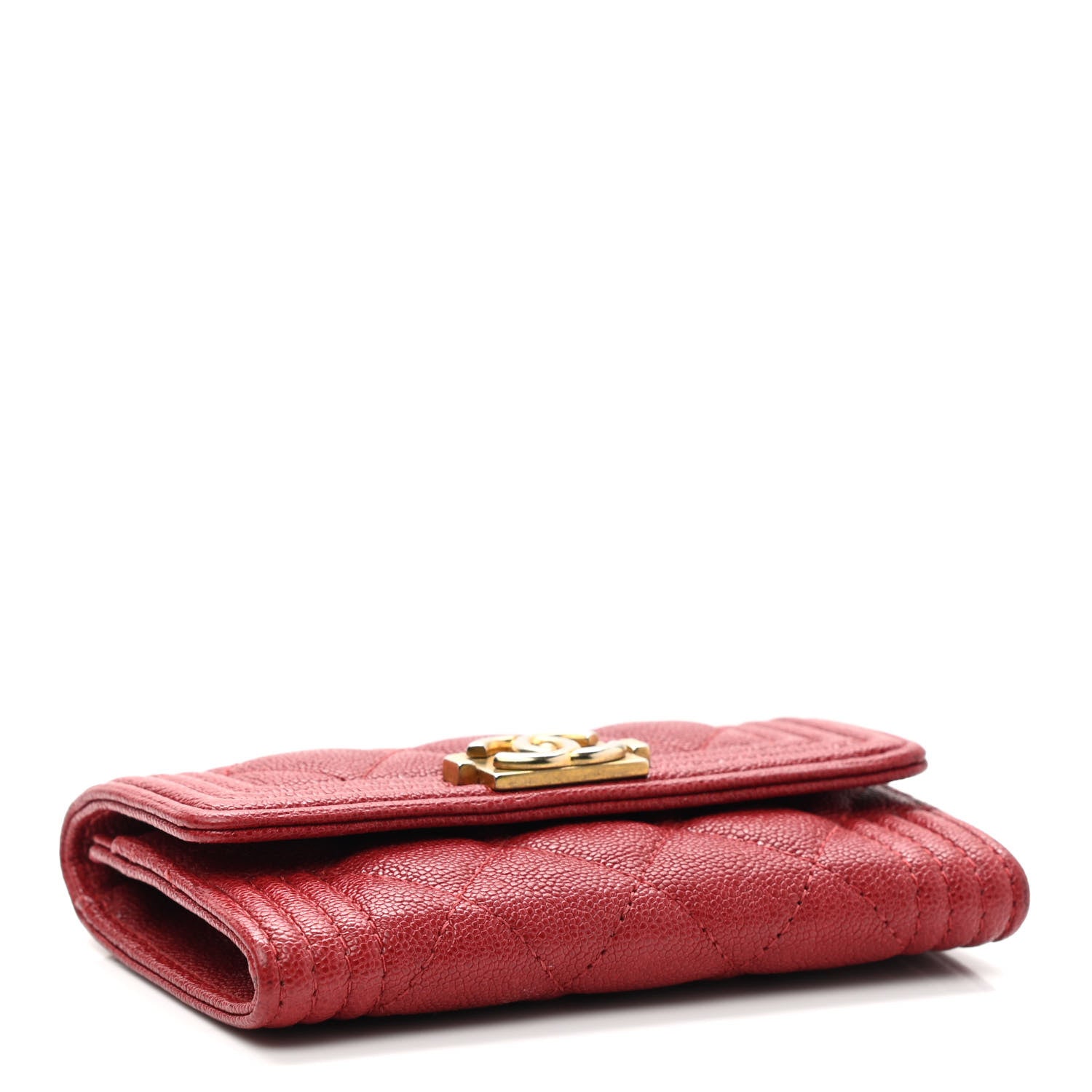 Chanel Caviar Quilted Boy Flap Card Holder Wallet Red 4 of 10