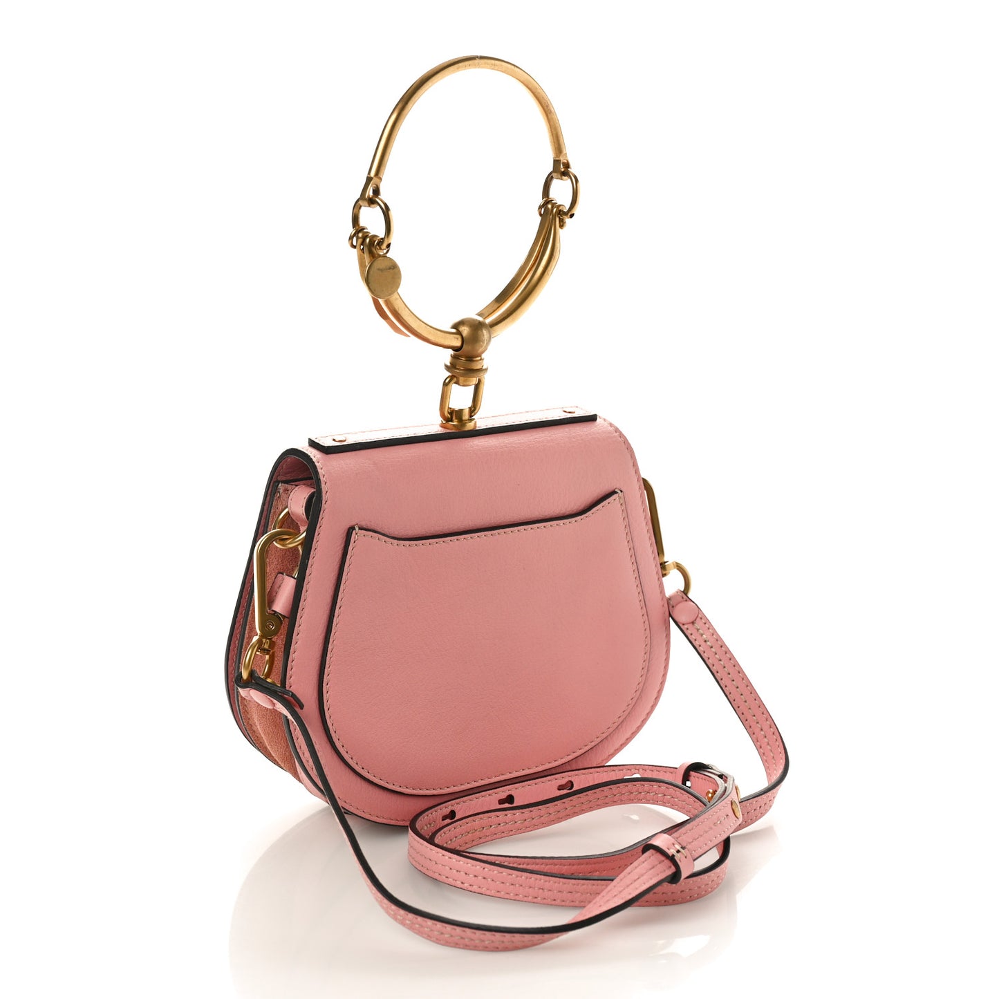 Calfskin Suede Small Nile Bracelet Bag Ideal Blush