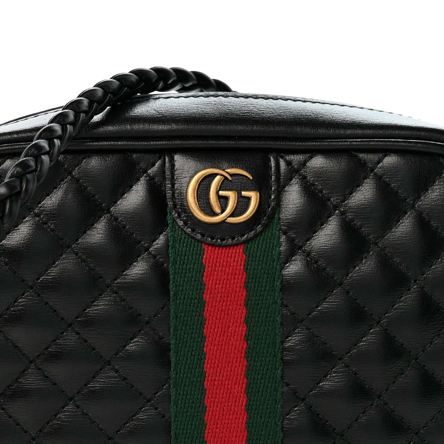 Calfskin Trapuntata Web Mini GG Shoulder Bag Black