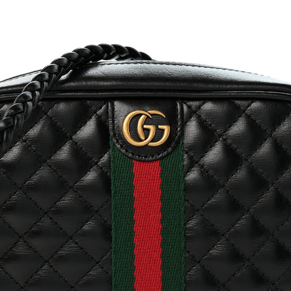 Gucci Calfskin Trapuntata Web Mini GG Shoulder Bag Black 8 of 12