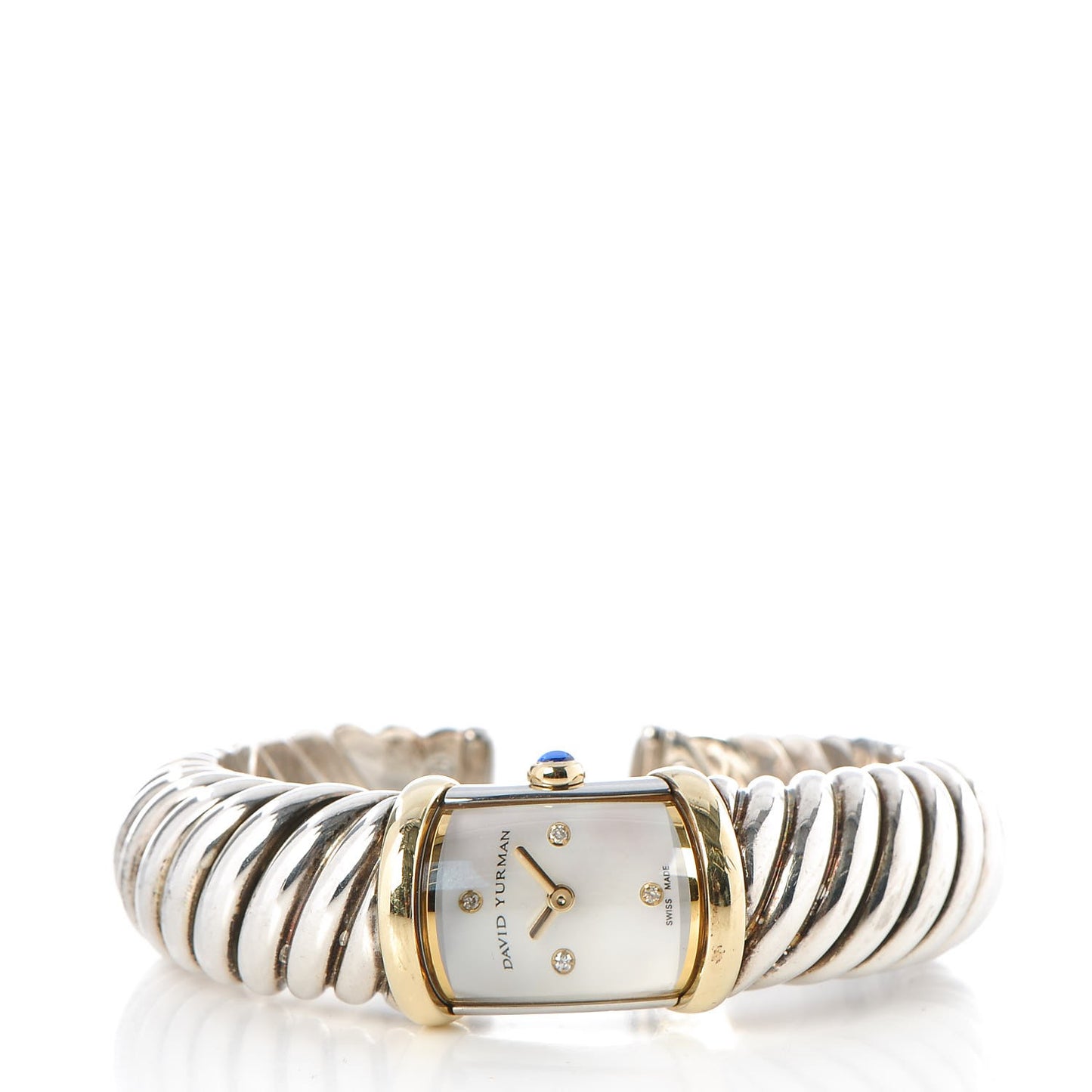Sterling Silver 18K Yellow Gold Diamond Mother of Pearl 19mm Waverly Quartz Watch