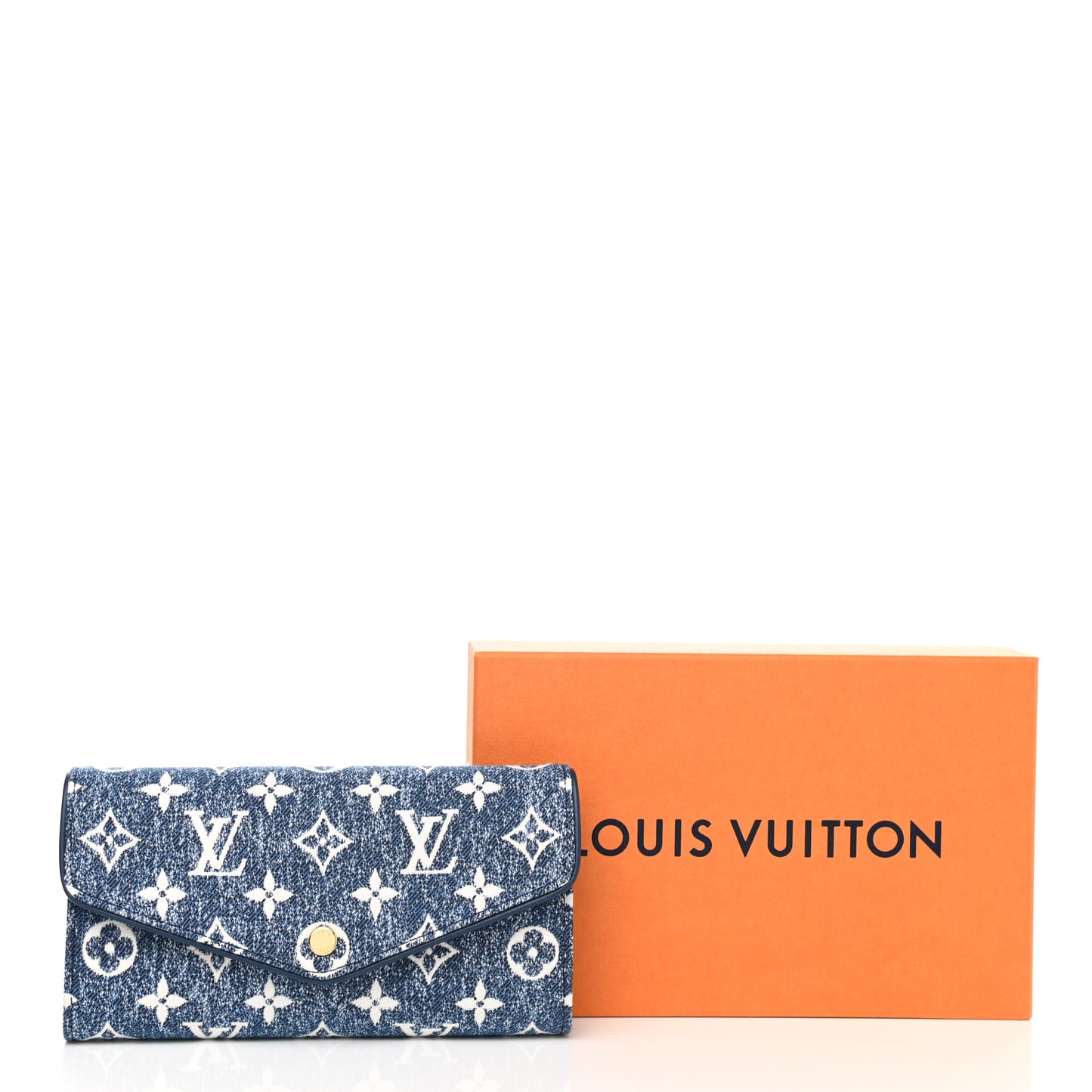 Monogram Jacquard Denim Sarah Wallet Bleu