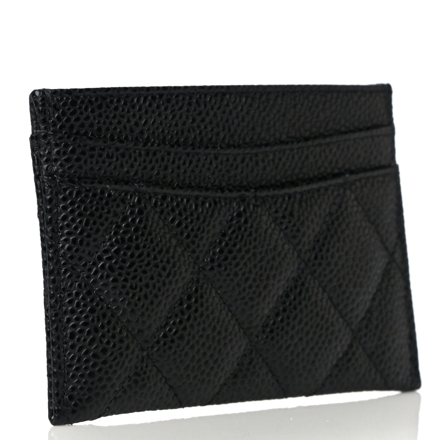 Caviar Quilted Card Holder Black
