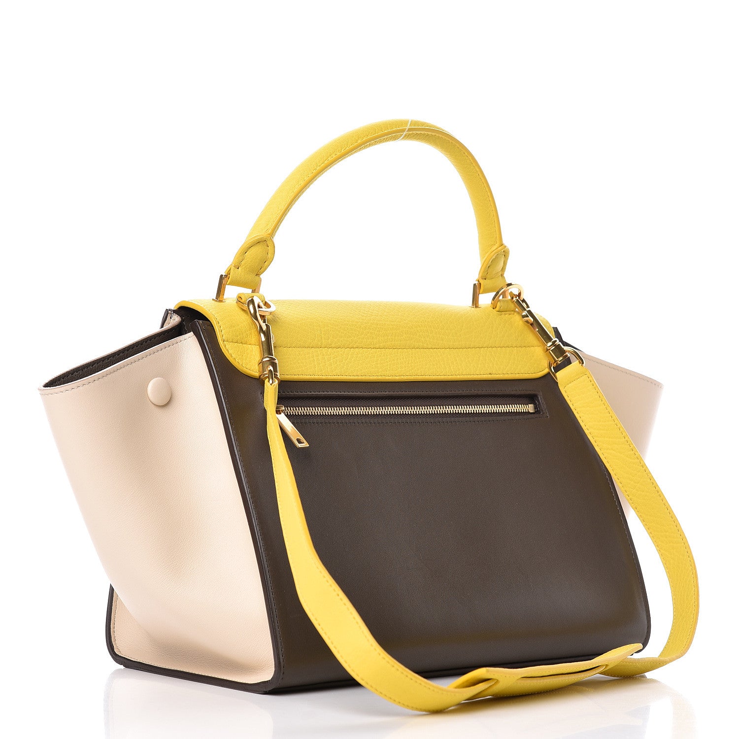 Celine Elephant Calfskin Small Tri-Color Trapeze Yellow 3 of 13