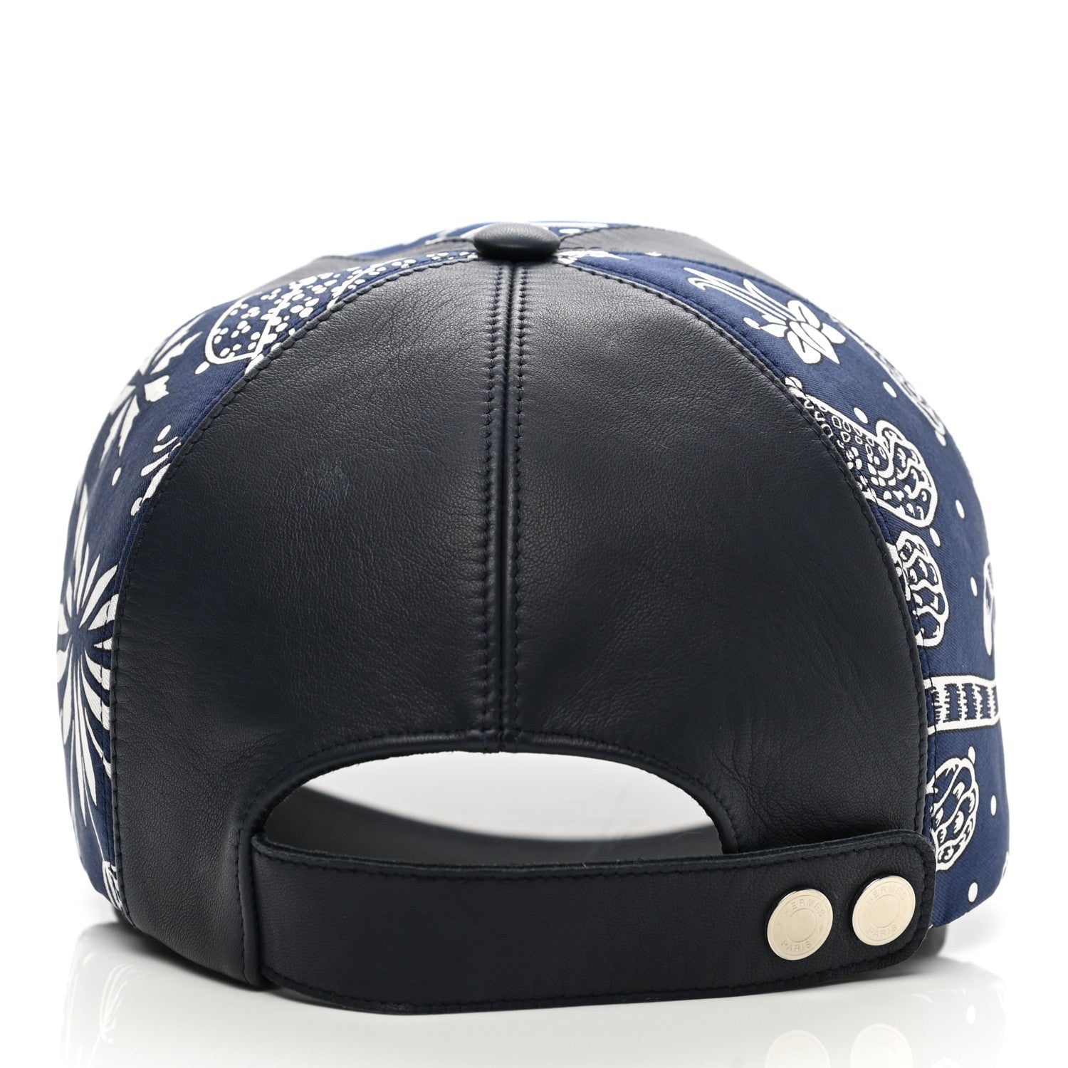 Hermes Lambskin Silk Thelma Les Leopards Bandana Hat 59 Marine White 6 of 11