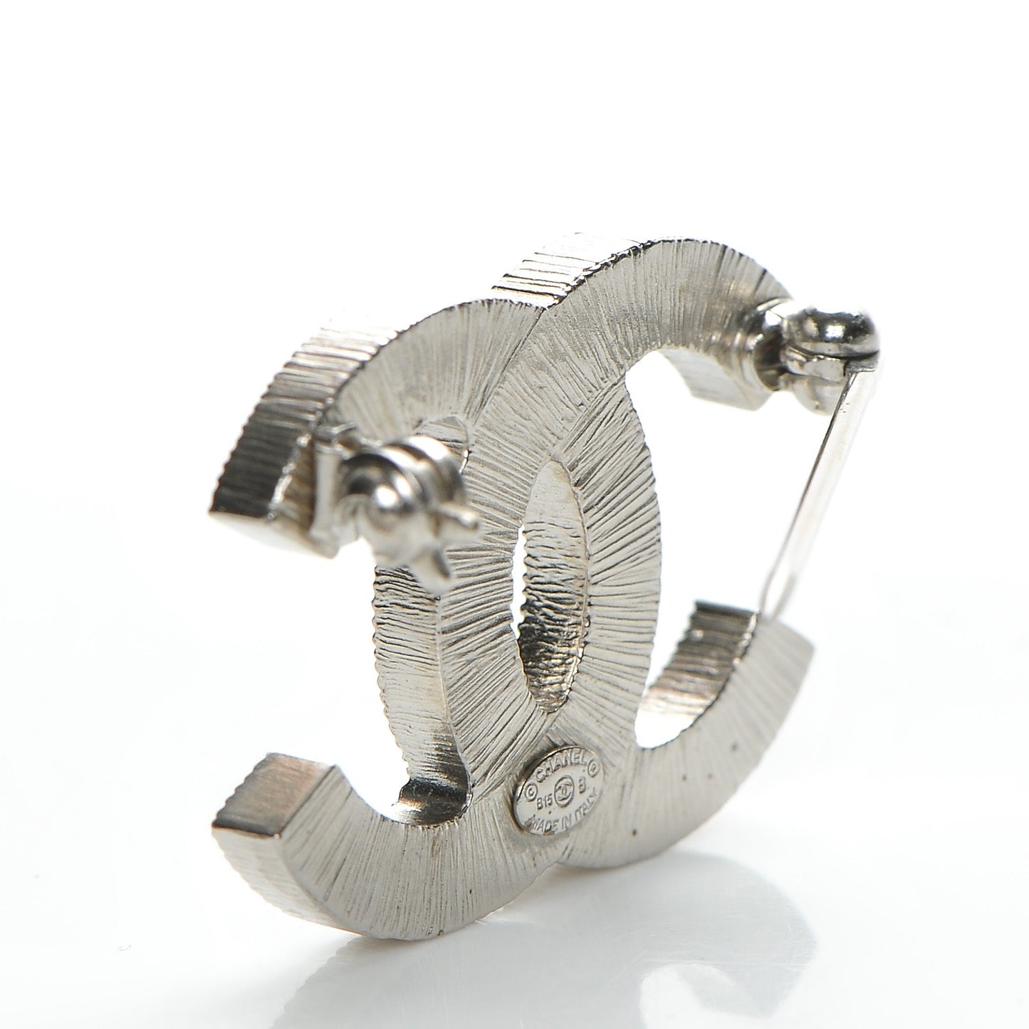 Crystal Baguette CC Mini Brooch Silver