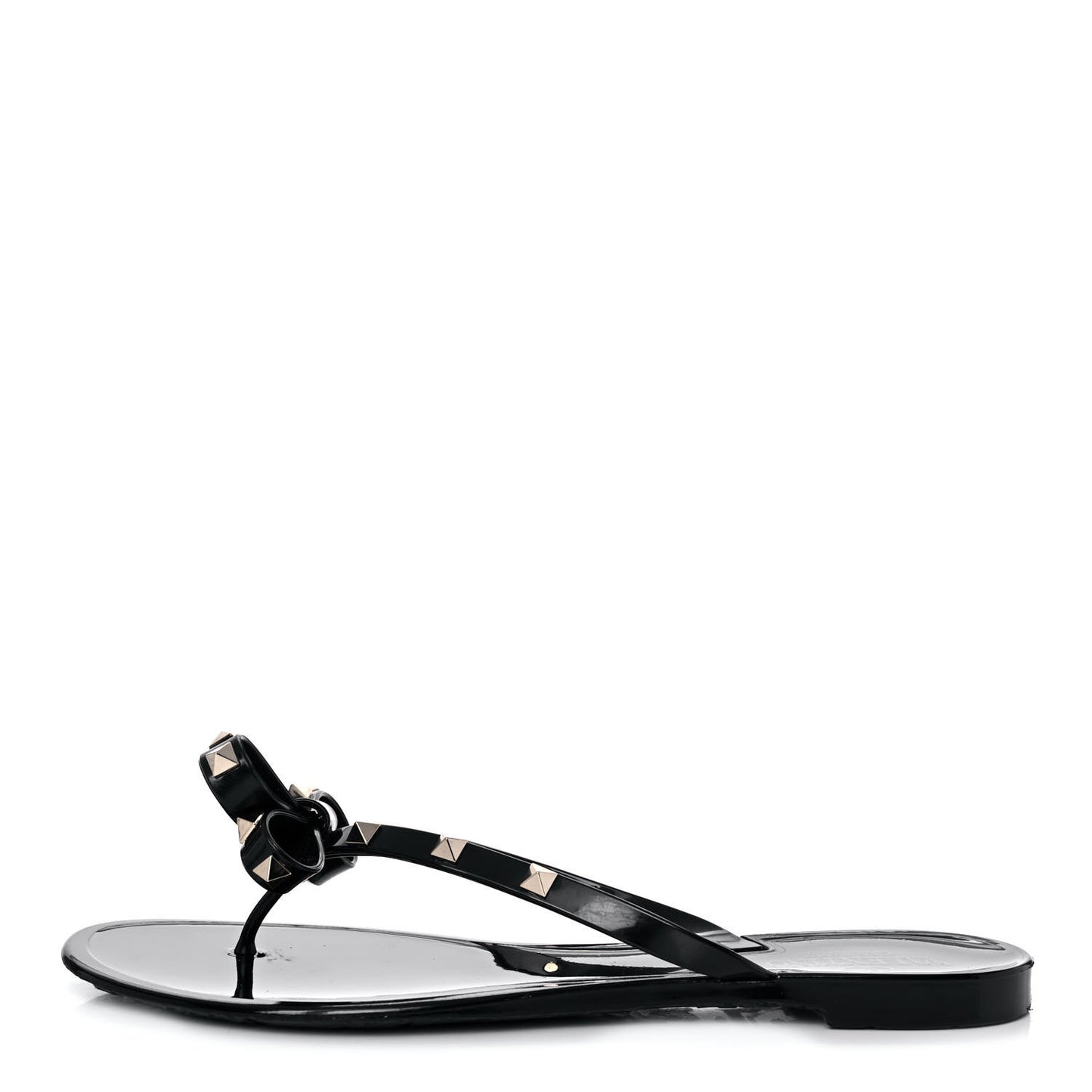 PVC Jelly Rockstud Bow Thong Sandals 41 Black