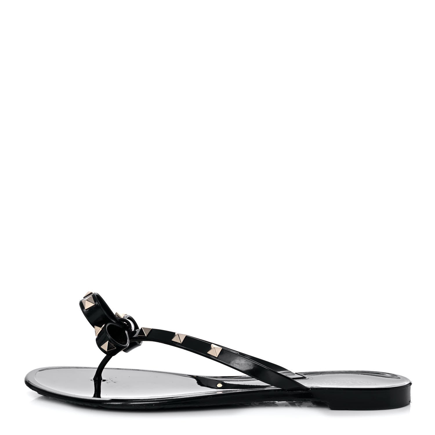 Valentino Garavani PVC Jelly Rockstud Bow Thong Sandals 41 Black 1 of 8
