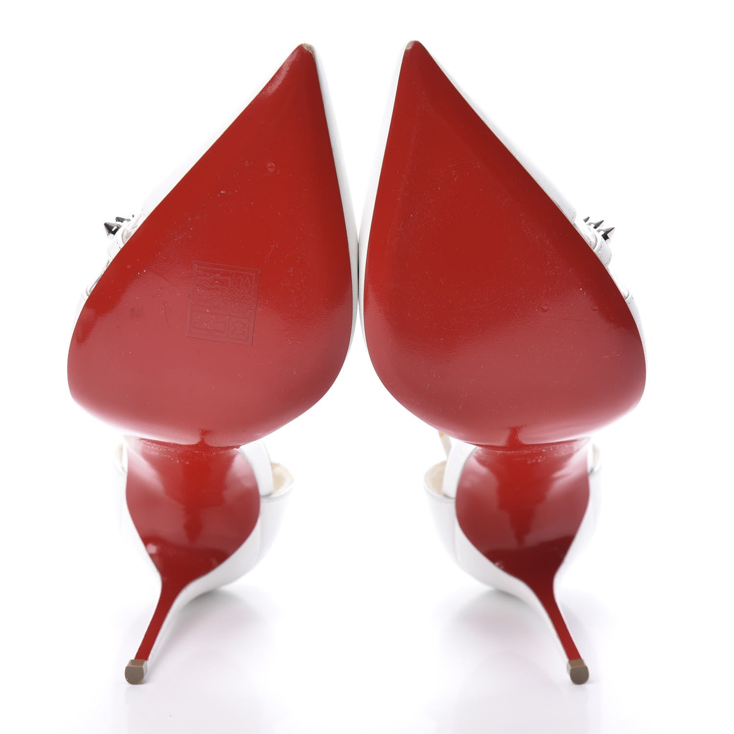 Christian Louboutin Kid PVC Spike Cross 100 Pumps 39 White Silver 5 of 10