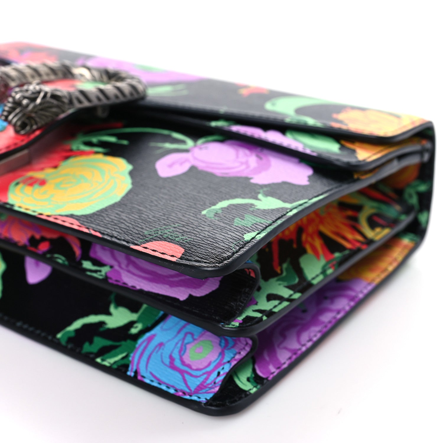 Gucci X KEN SCOTT New Shangai Calfskin Jenny Floral Print Small Dionysus Shoulder Bag Black Pink 9 of 9