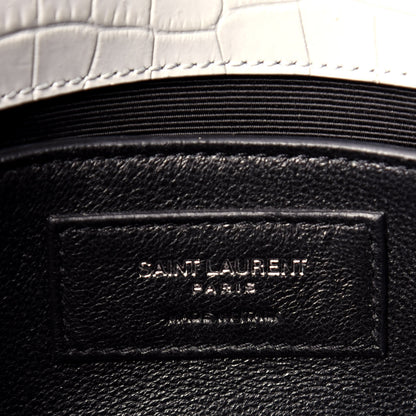 Saint Laurent Croc Calfskin Embossed Small Classic Monogram Kate Tassel Satchel Mouse Grey 6 of 8
