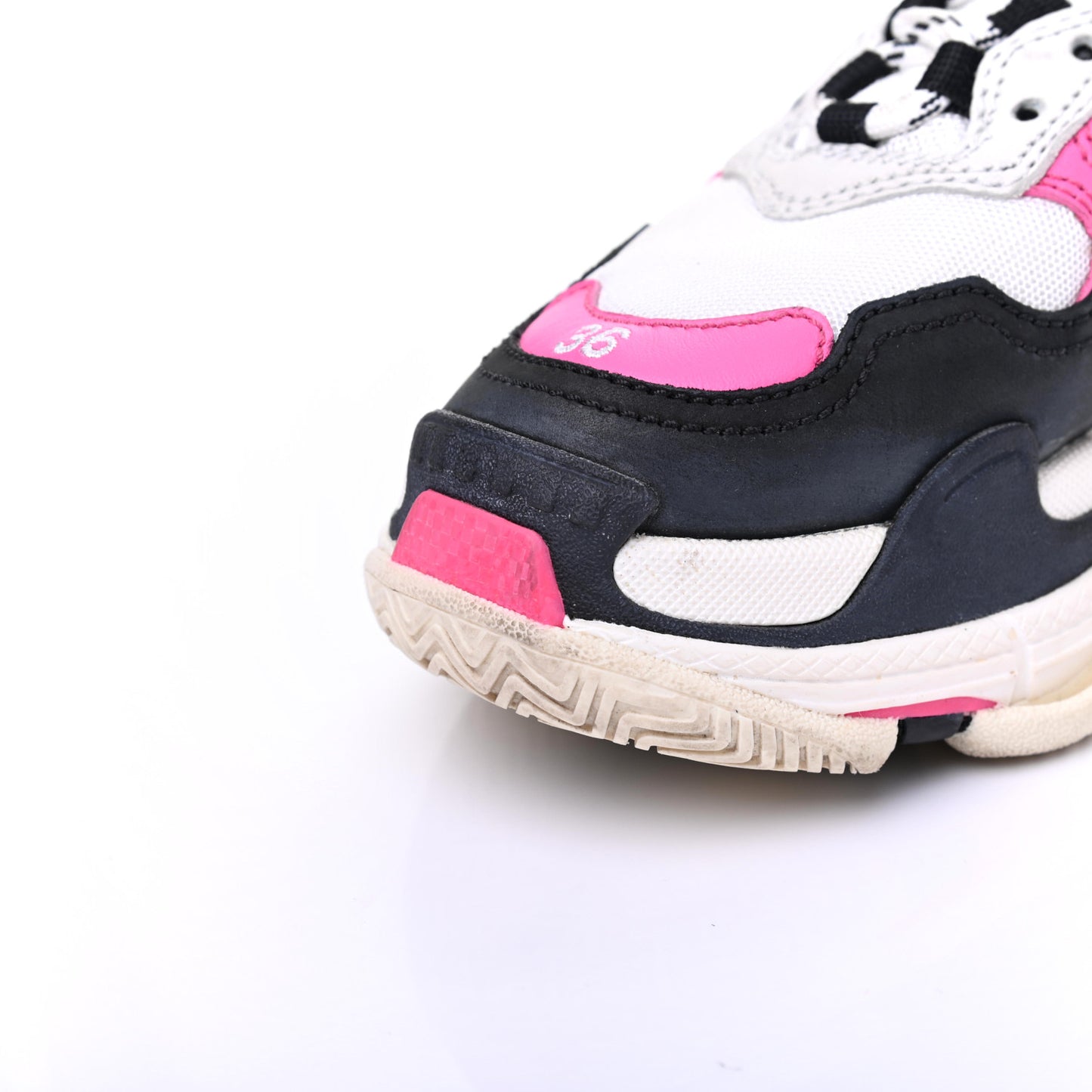 Fabric Mesh Womens Triple S Sneakers 36 Rose Fluo Black White