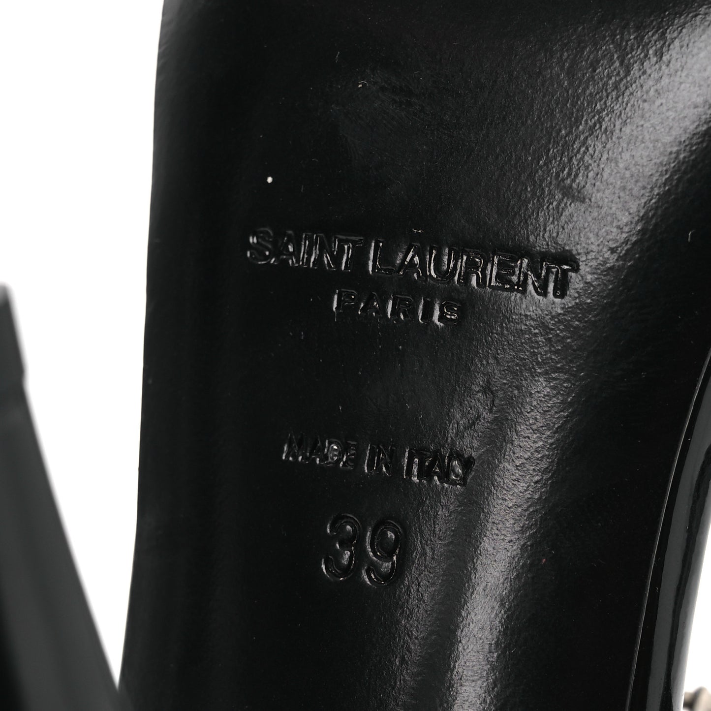 Patent Calfskin Fetish 105 Sandal 39 Black