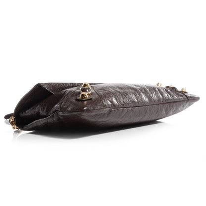 Balenciaga Agneau Giant 12 Gold Hardware Envelope Strap Clutch Charbon 4 of 10