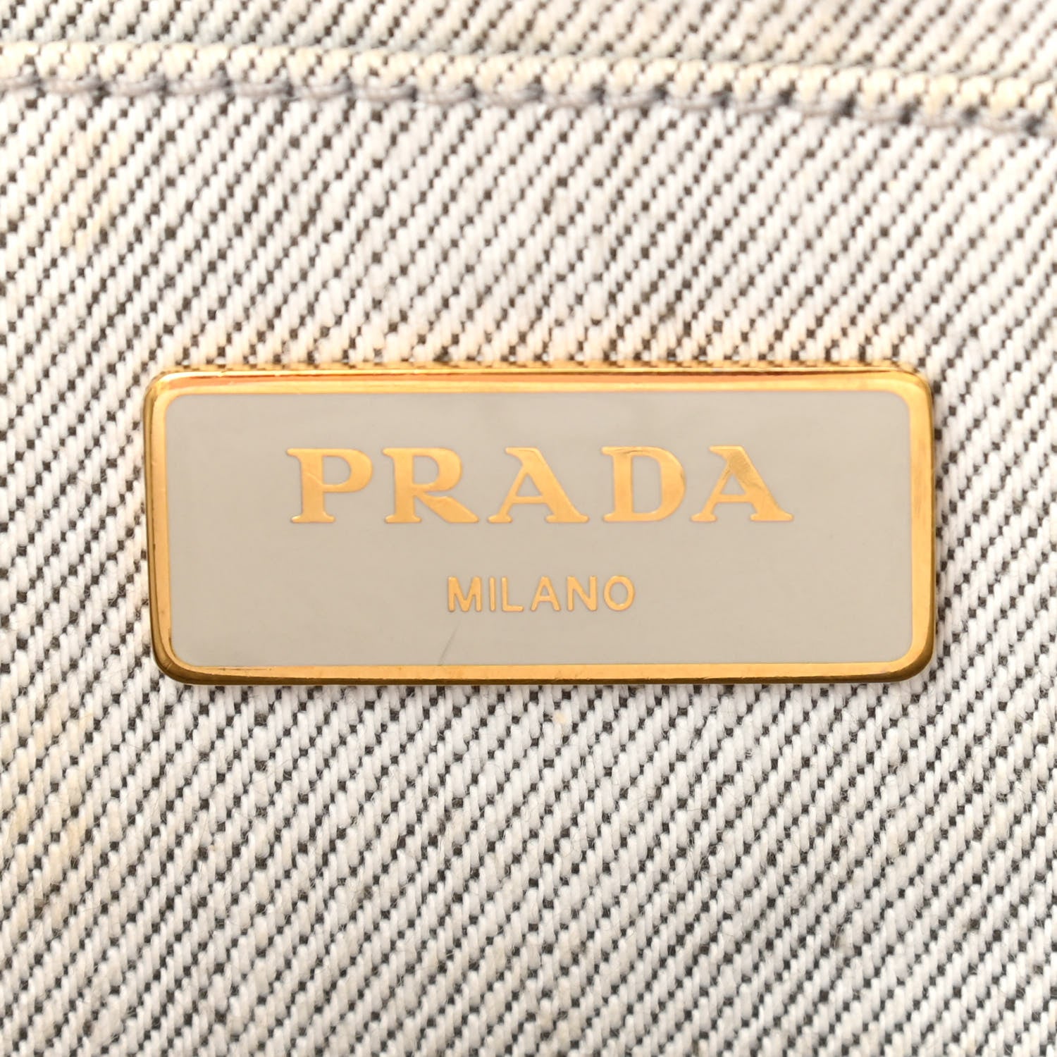 Prada Denim Small Logo Tote Bianco 5 of 13
